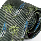 Blue & Green Sailboat Wide Silk Tie 9cm